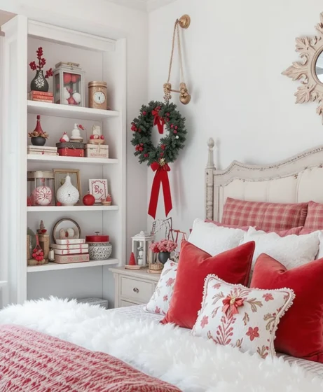 Red and White Christmas Bedroom