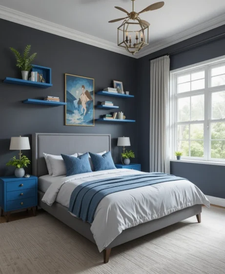  Grey and Blue Bedroom
