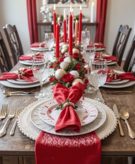  Red and White Christmas Table