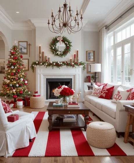 Red & White Christmas Living Room