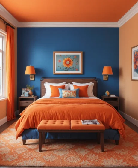  Blue and Orange Bedroom
