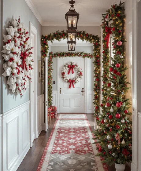  Red and White Christmas Hallway