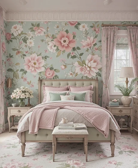Pink and Green Bedroom