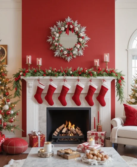 Red & White Christmas Living Room