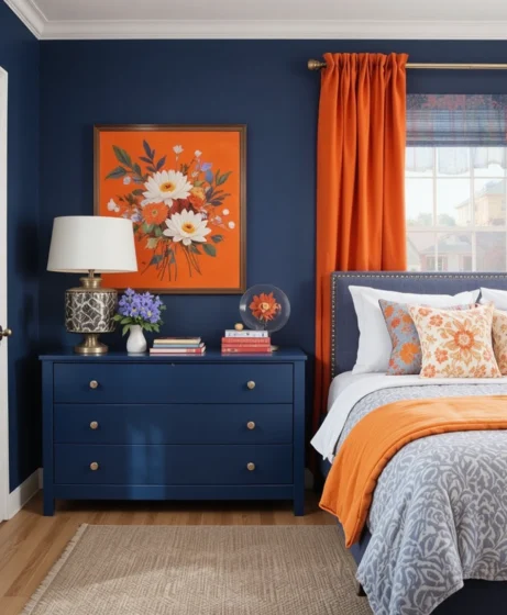  Blue and Orange Bedroom