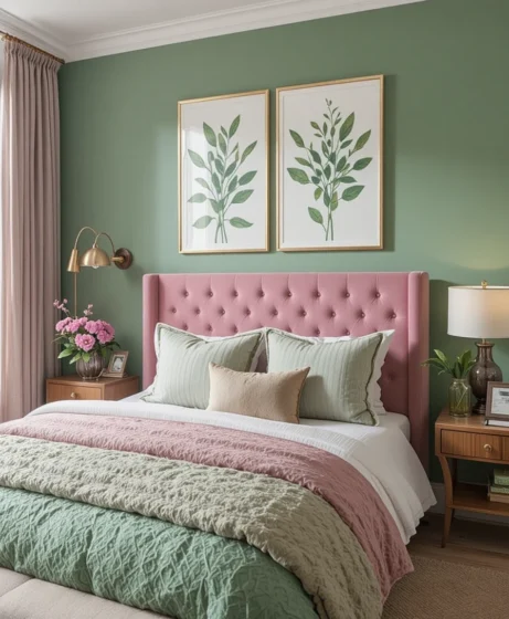 Pink and Green Bedroom