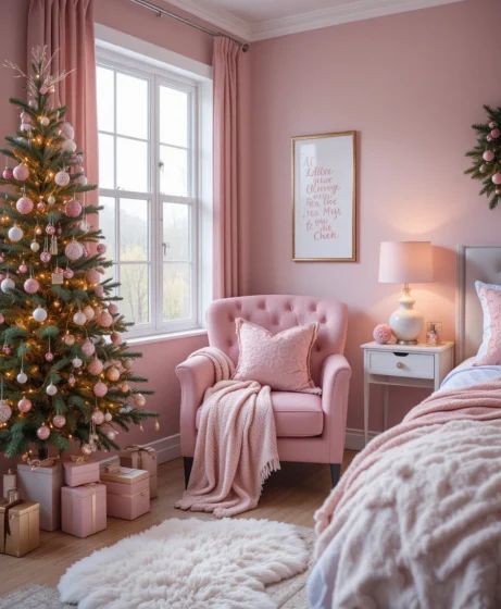 Pink Christmas Bedroom
