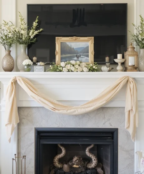 Spring Mantel Decorating