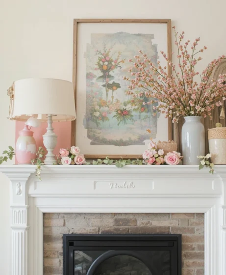 Spring Mantel Decorating