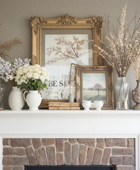 Spring Mantel Decorating