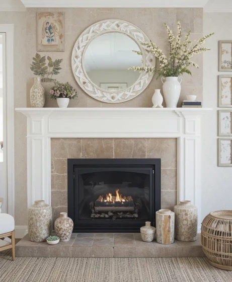 Spring Mantel Decorating