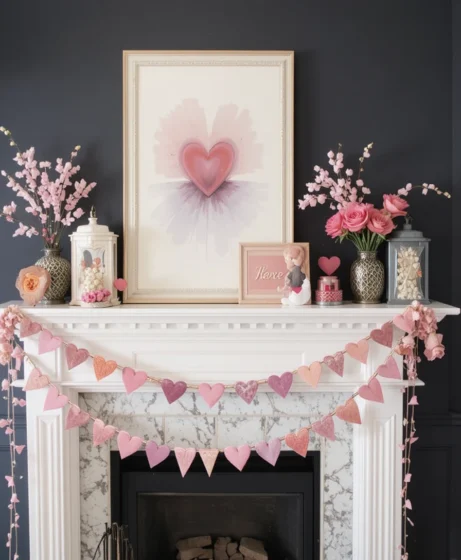Valentine’s Mantle Decor