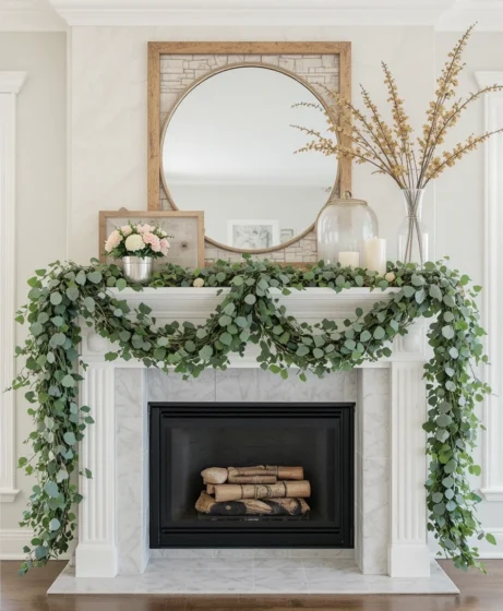 Spring Mantel Decorating