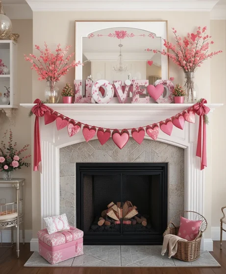 Valentine’s Mantle Decor