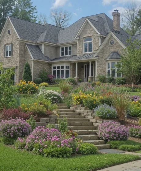 Flower Beds in Front of House